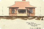 Source: Clark, Johnson. Alternative fronts for six roomed workmen’s cottages. 1920. Johnson Clark Collection (JC187) Architecture Archive. [Detail].